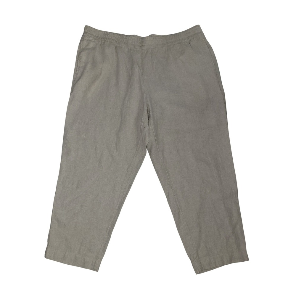 Old Navy High Rise Straight Linen Blend Pants Beige 2X Comfort Waistband beach